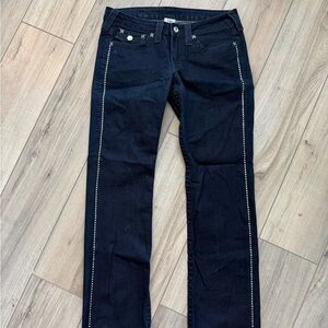 Vintage Y2K Low Rise True Religion Pants Jeans Embellished Rhinestones Size 30